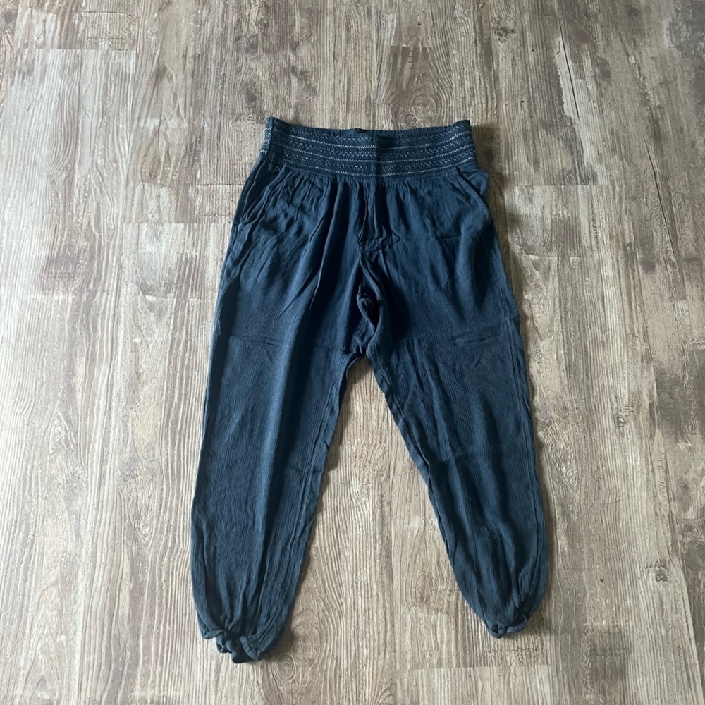 Anthropologie Ett:Twa Summer Loose Fit Dark Teal Pants Size Small